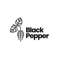 feuilles de poivre noir plante épice goût recette nourriture cuisine logo design vecteur icône illustration modèle