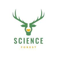 science laboratoire verre tête cerf cornu forêt nature moderne logo design vecteur icône illustration modèle