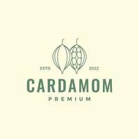 cardamome graine plante épice nourriture goût ingrédient cuisine hipster logo design vecteur icône illustration modèle