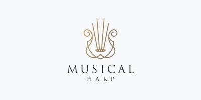 harpe musicale minimaliste, symbole ou logo de lyre. illustration vectorielle de concept de musique classique vecteur