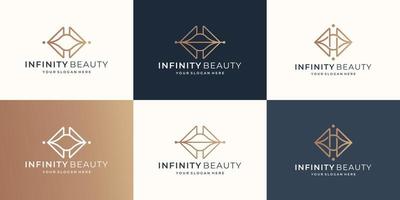 ensemble de logo infini et beauté. conception de logo de beauté minimaliste, logo pour cosmétique, mode, vecteur