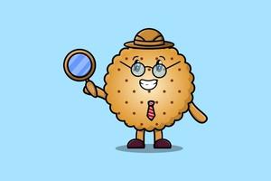 détective de biscuits de personnage de dessin animé mignon vecteur