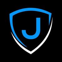 logo de bouclier sur le vecteur de la lettre j, icône de confidentialité modèle de signe de logo de sécurité et de protection