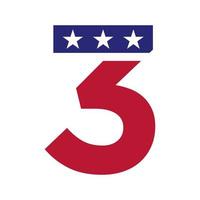lettre initiale 3 logo américain pour l'identité d'entreprise, d'entreprise et d'entreprise. logo américain américain vecteur