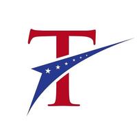 lettre initiale t logo américain pour l'identité d'entreprise, d'entreprise et d'entreprise. logo américain américain vecteur