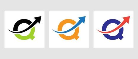 concept de logo finance lettre q avec symbole de flèche de croissance vecteur