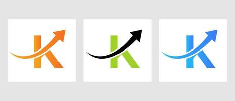 concept de logo de finance lettre k avec symbole de flèche de croissance vecteur