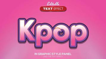 Thème kpop à effet de texte modifiable 3d vecteur