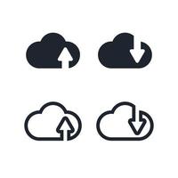 jeu d'icônes de nuages, télécharger et télécharger des icônes de stockage de données en ligne vecteur