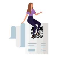 femme d & # 39; affaires avec code qr en bon vecteur