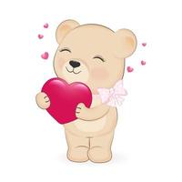 illustration de concept mignon petit ours et coeur saint valentin vecteur