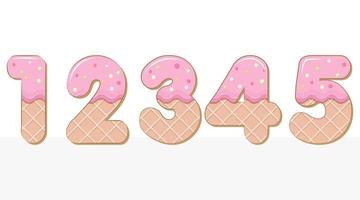 alphabet de crème glacée numéro 1 à 5 set illustration vecteur