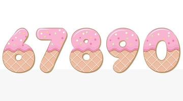 alphabet de crème glacée numéro 6 à 0 set illustration vecteur
