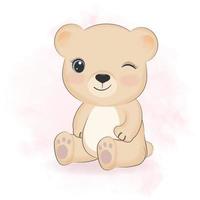 illustration de dessin animé mignon petit ours vecteur