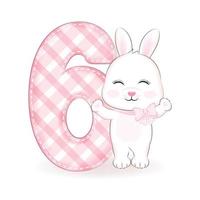 mignon petit lapin, joyeux anniversaire 6 ans vecteur