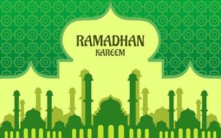 illustration de ramadan kareem avec mosquée et fond de couleur verte vecteur