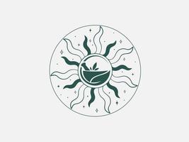 conception de logo de concept de pharmacie de mortier simple et nature vecteur