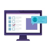 ordinateur pour voter en ligne avec bulle de dialogue