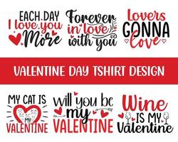 ensemble de conception de t-shirt svg saint valentin. citations de conception de t-shirt de typographie de la saint-valentin. les amoureux vont aimer, toujours amoureux de toi, mon chat est mon valentin, le vin est mon téléchargement gratuit de valentine vecteur