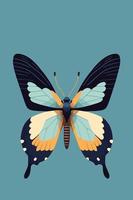 papillon. illustration vectorielle dans un style plat sur fond bleu. vecteur