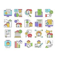 hypothèque immobilier collection icônes définies vecteur