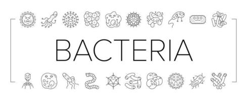 bactérie, virus, bactérie, cellule, icônes, ensemble, vecteur