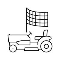 course sur illustration vectorielle d'icône de ligne de tondeuse à gazon vecteur