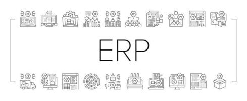 icônes de planification des ressources d'entreprise erp définies vecteur