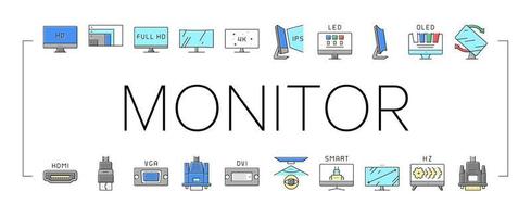 ordinateur pc moniteur collection icônes définies vecteur