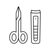 ciseaux et pincettes ligne icône illustration vectorielle vecteur