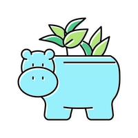 pot en forme d'hippopotame pour illustration vectorielle d'icône de couleur de plante d'intérieur vecteur