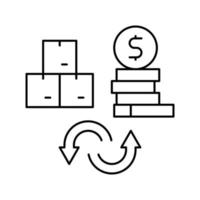 illustration vectorielle de l'icône de la ligne du convertisseur de marchandises en argent vecteur