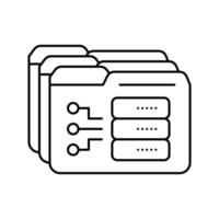 illustration vectorielle de l'icône de la ligne du dossier de stockage vecteur