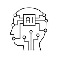 illustration vectorielle de l'icône de la ligne de la technologie de l'intelligence artificielle vecteur