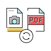convertir une photo en fichier pdf couleur icône illustration vectorielle vecteur