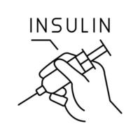 illustration vectorielle de l'icône de la ligne de la seringue à insuline vecteur