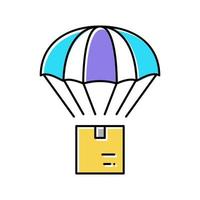 carton vers le bas sur le parachute livraison gratuite icône de couleur illustration vectorielle vecteur