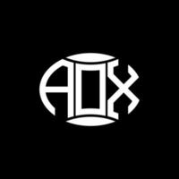 création de logo cercle monogramme abstrait aox sur fond noir. logo de lettre initiales créatives aox unique. vecteur