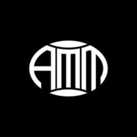 création de logo de cercle de monogramme abstrait amm sur fond noir. amm logo unique de lettre initiales créatives. vecteur