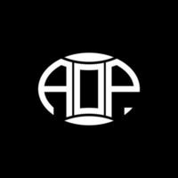 création de logo cercle monogramme abstrait aop sur fond noir. aop logo de lettre d'initiales créative unique. vecteur