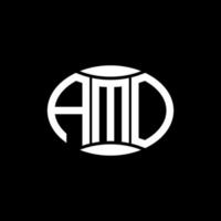 création de logo de cercle de monogramme abstrait amo sur fond noir. amo logo de lettre d'initiales créative unique. vecteur