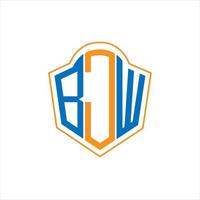 création de logo de bouclier de monogramme abstrait bjw sur fond blanc. bjw logo de lettre initiales créatives. vecteur