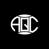 création de logo cercle monogramme abstrait aqc sur fond noir. logo de lettre initiales créatives aqc unique. vecteur