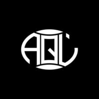 création de logo cercle monogramme abstrait aql sur fond noir. logo de lettre initiales créatives aql unique. vecteur