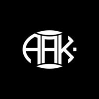 création de logo cercle monogramme abstrait aak sur fond noir. un logo de lettre d'initiales créative unique. vecteur