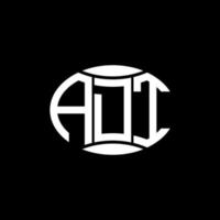 conception abstraite de logo de cercle de monogramme d'adt sur le fond noir. adt logo de lettre d'initiales créative unique. vecteur