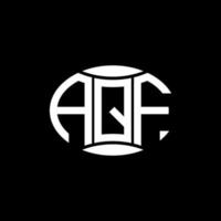 création de logo cercle monogramme abstrait aqf sur fond noir. logo de lettre initiales créatives aqf unique. vecteur