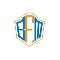 création de logo de bouclier de monogramme abstrait bfm sur fond blanc. logo de lettre initiales créatives bfm. vecteur