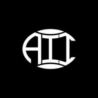 création de logo cercle monogramme abstrait aii sur fond noir. aii logo de lettre d'initiales créative unique. vecteur