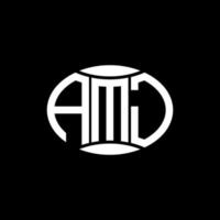 création de logo de cercle de monogramme abstrait amj sur fond noir. amj logo unique de lettre initiales créatives. vecteur